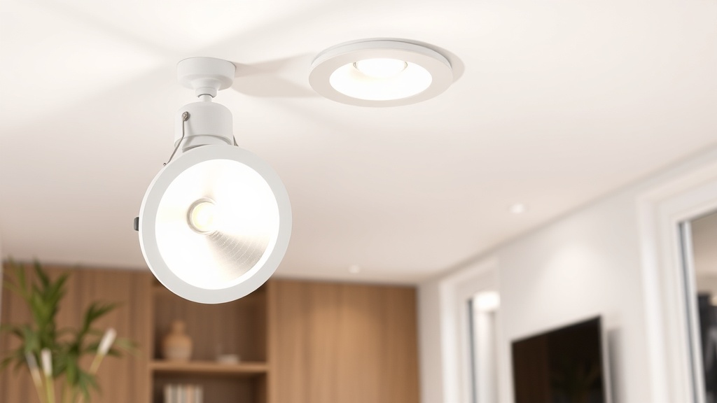 Zestaw opraw LED downlight z trzonkiem GU10 oraz puszki instalacyjne ułożone na białym tle, obok wiertło koronowe 68 mm